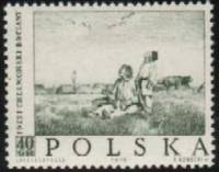 (1959-017) Марка Польша "Аисты (Ю. Хелмоньский)" , III O
